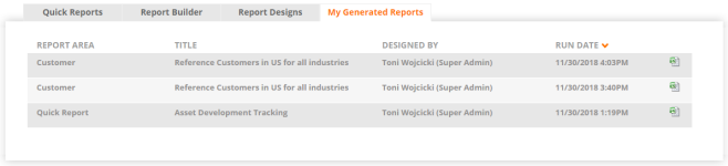My Generated Reports tab